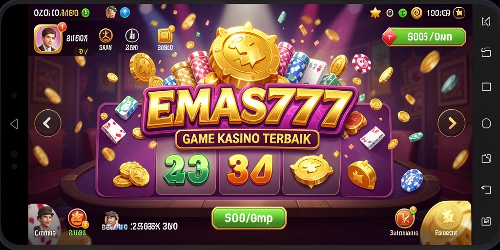 Screenshot gameplay EMAS777 menunjukkan suasana kasino yang mendebarkan.