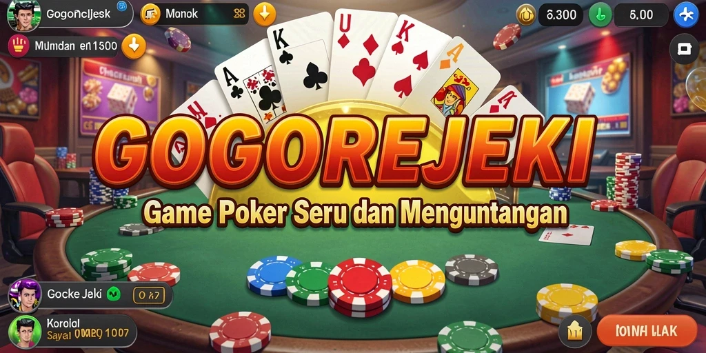 Tampilan gameplay GOGOREJEKI dengan suasana poker yang mendebarkan.