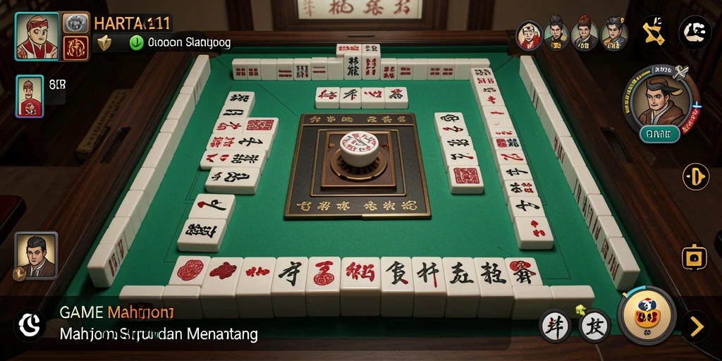 Tampilan gameplay menarik HARTA11 dengan ubin Mahjong.