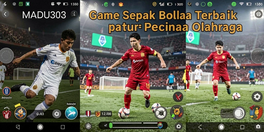 Screnshot menampilkan gameplay sepak bola yang seru dan mendebarkan.