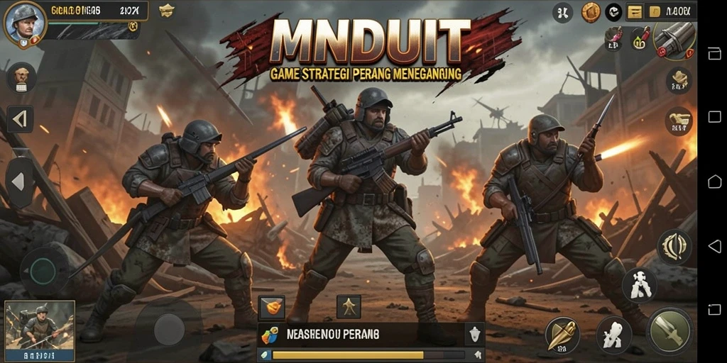 Tampilan menarik gameplay strategi perang di MNDUIT.