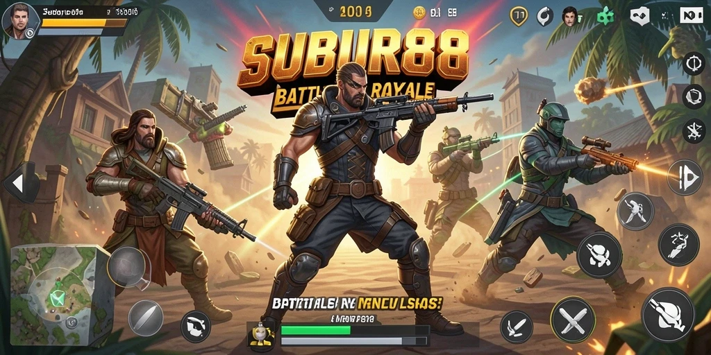 Tangkapan layar gameplay SUBUR88 dalam aksi Battle Royale yang mendebarkan.