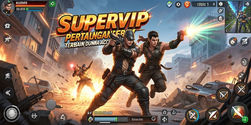 Tampilan utama gameplay <strong>SUPERVIP</strong> menampilkan aksi menegangkan dan grafis yang memukau.